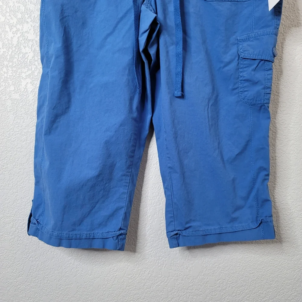 Gloria Vanderbilt bright blue cargo pedal pusher shorts drawstring waist